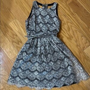 Eliza J Black and White Halter A-Line Midi Dress Size 8